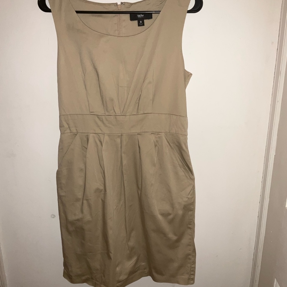 Mossimo Supply Co. Khaki Sleeveless Pleated Waist Mini Dress